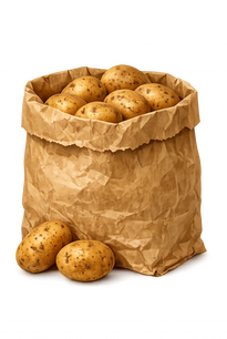 brown paper bag of jersey potato's